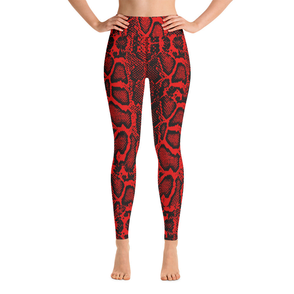 Crimson Python Skin Print Yoga Leggings