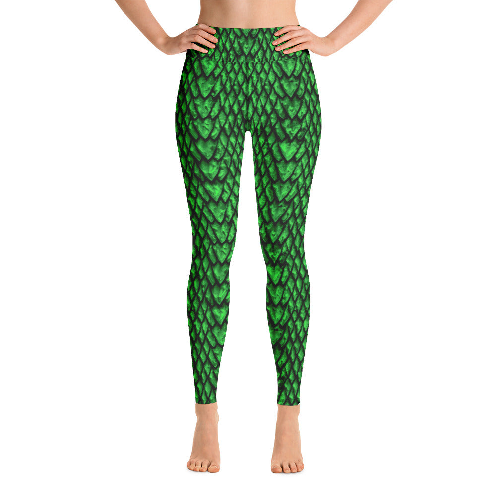 Emerald Dragon Scale Yoga Leggings