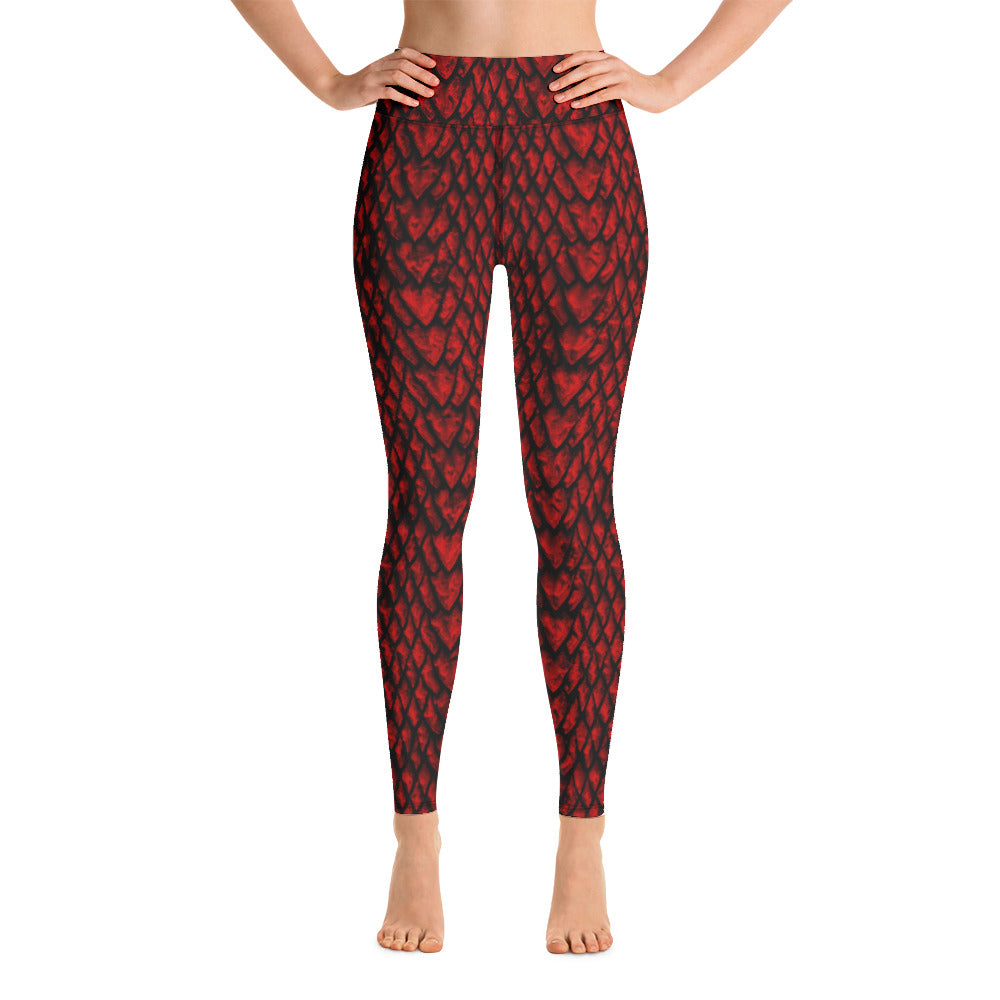 Ruby Dragon Scale Yoga Leggings