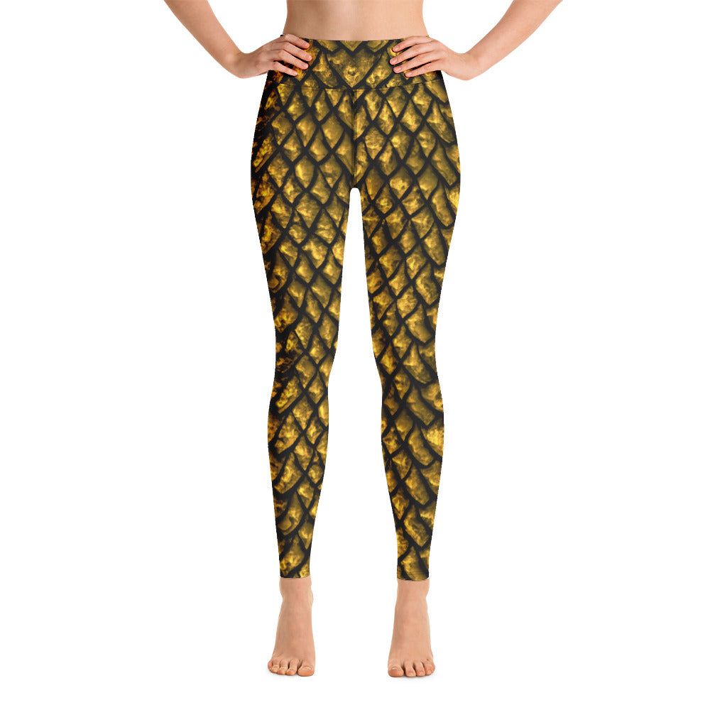 Gold Dragon Scale Yoga Leggings