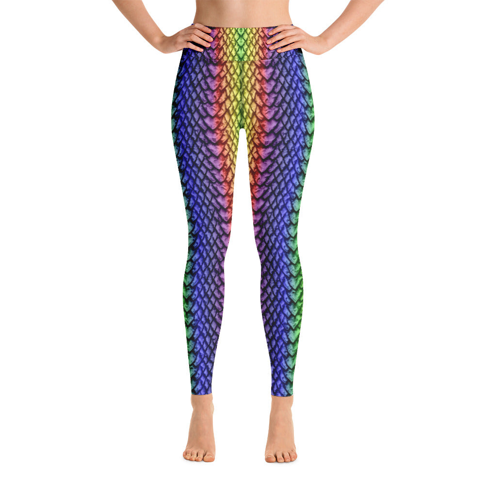 Rainbow Dragon Scale Yoga Leggings