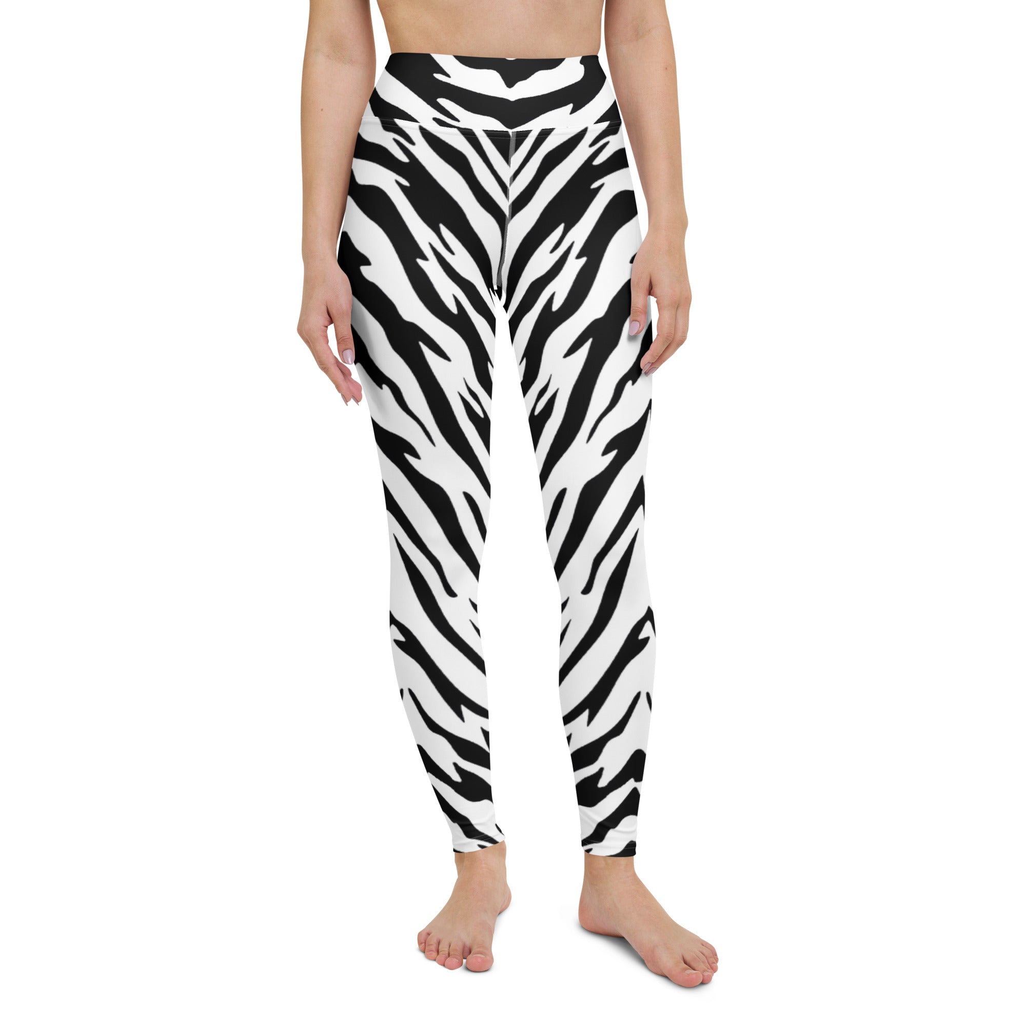 White Tiger Stripe Pattern Yoga Leggings