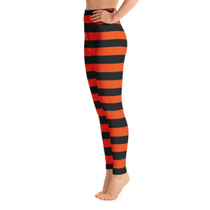 Witch's Orange and Black Stripe Yoga Leggings