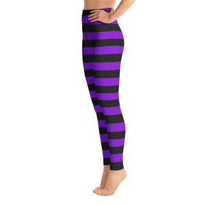 Witch's Purple and Black Stripe Yoga Leggings