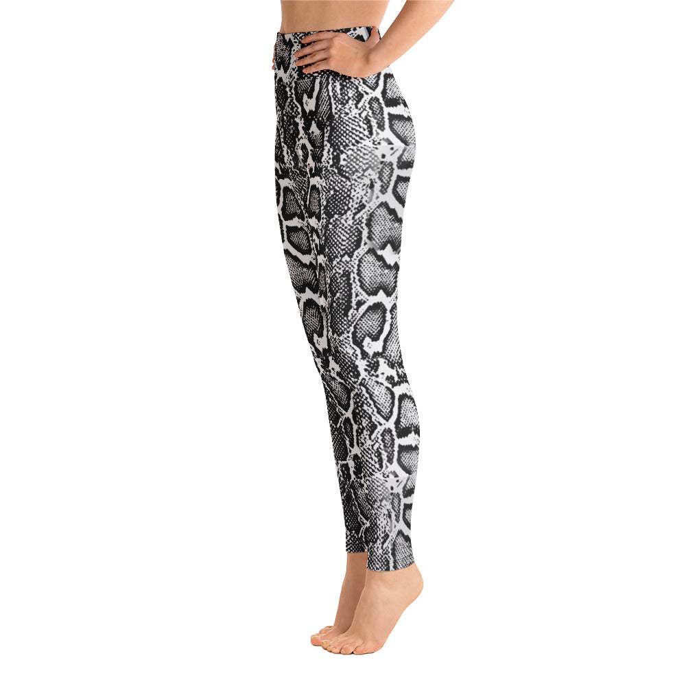 Black and White Python Skin Print Yoga Leggings