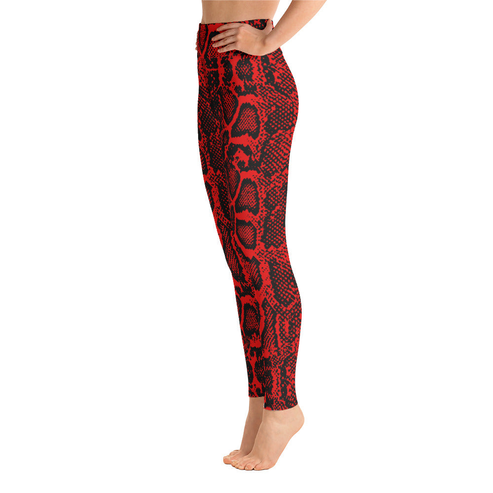 Crimson Python Skin Print Yoga Leggings