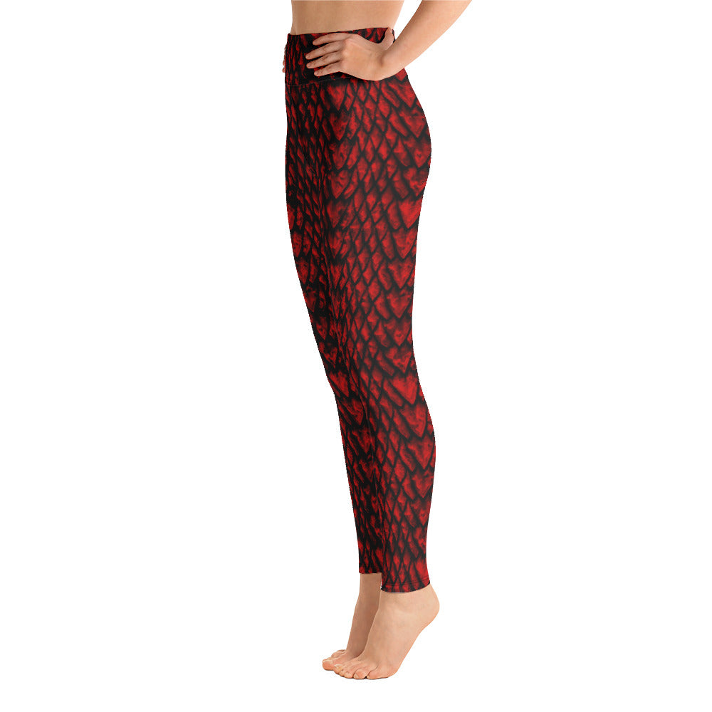 Ruby Dragon Scale Yoga Leggings