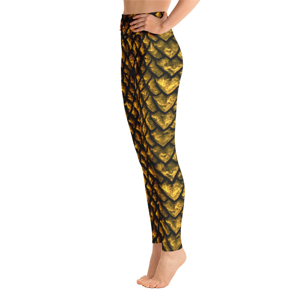 Gold Dragon Scale Yoga Leggings