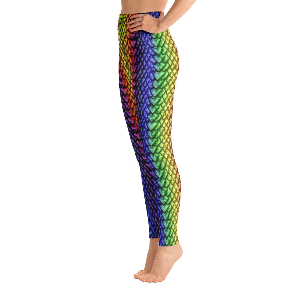 Rainbow Dragon Scale Yoga Leggings