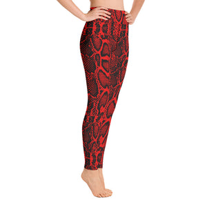 Crimson Python Skin Print Yoga Leggings