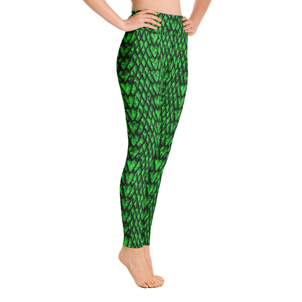 Emerald Dragon Scale Yoga Leggings