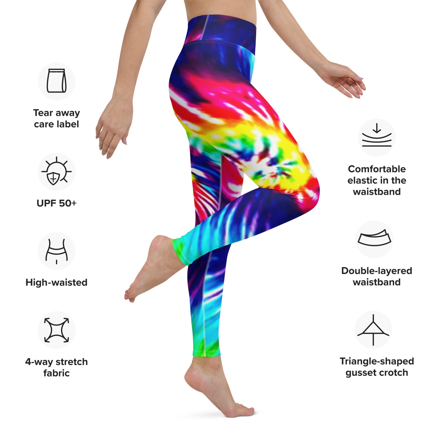 Bright Rainbow Tie Dye Yoga Leggings