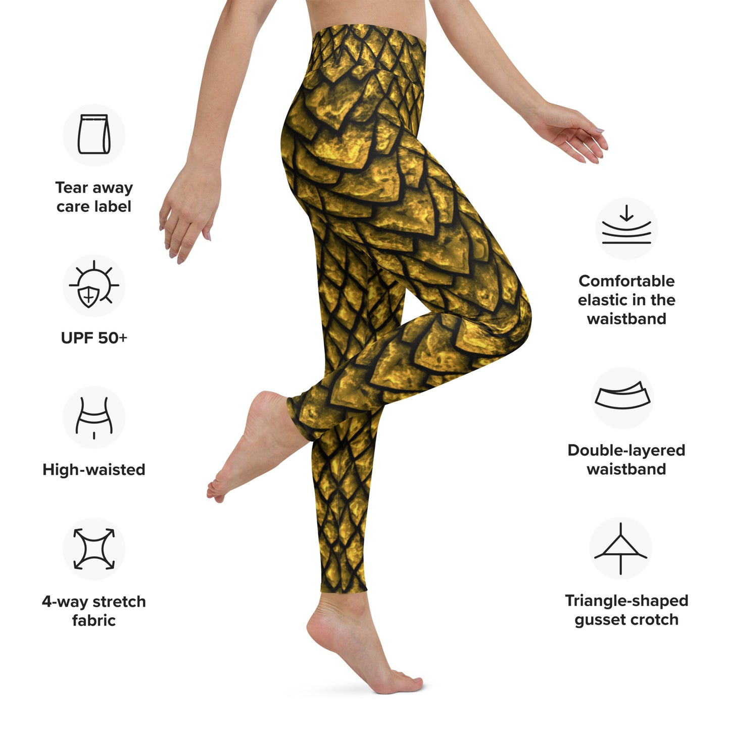 Gold Dragon Scale Yoga Leggings