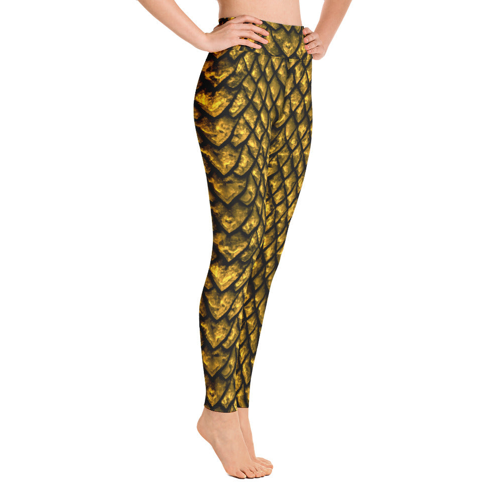 Gold Dragon Scale Yoga Leggings