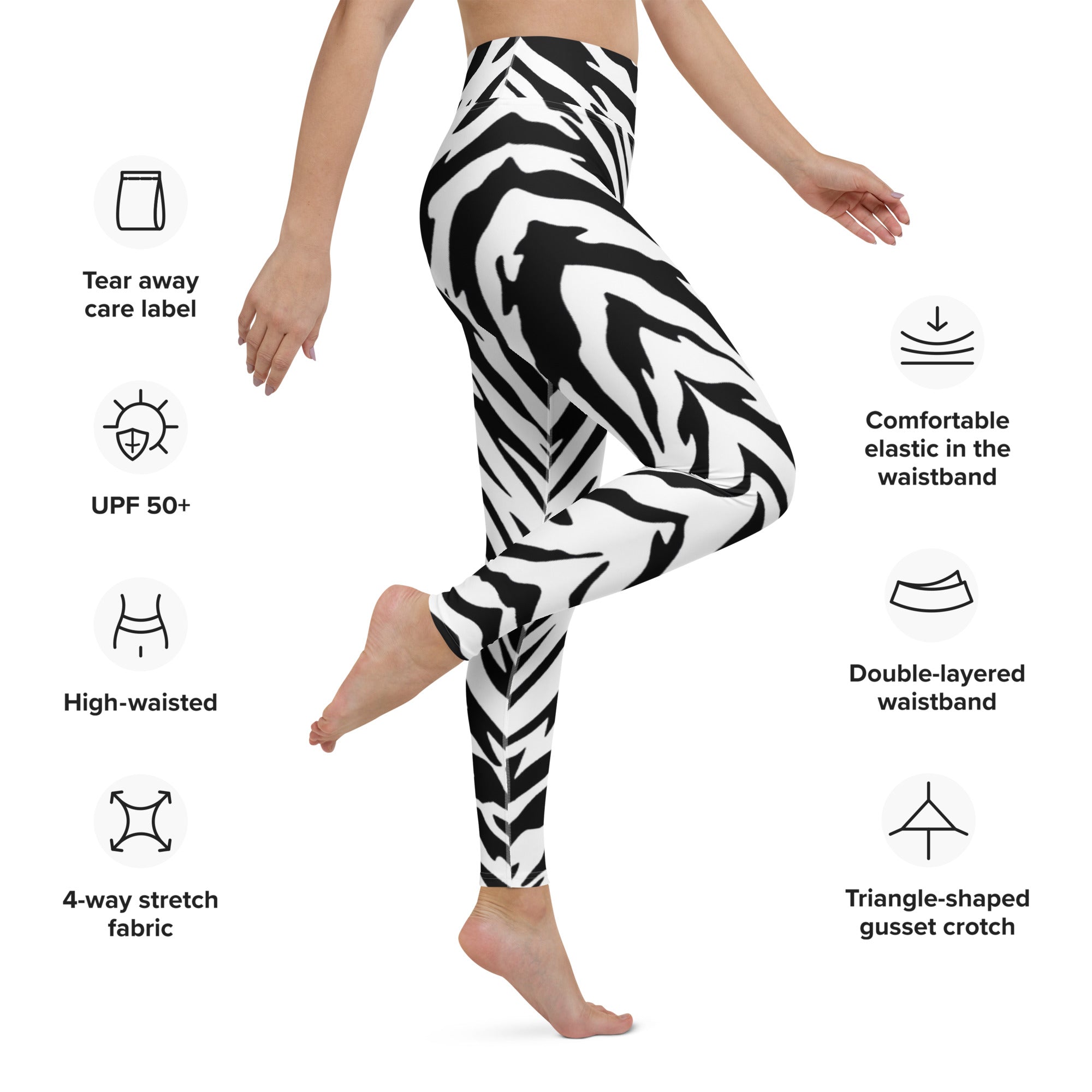 White Tiger Stripe Pattern Yoga Leggings