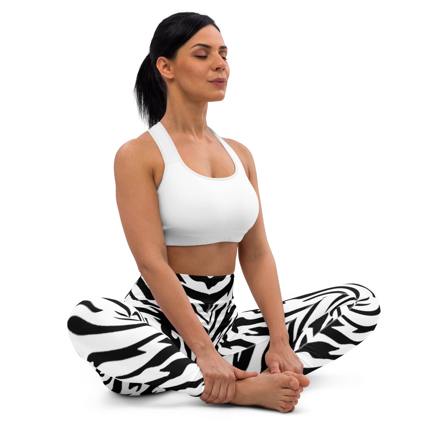 White Tiger Stripe Pattern Yoga Leggings