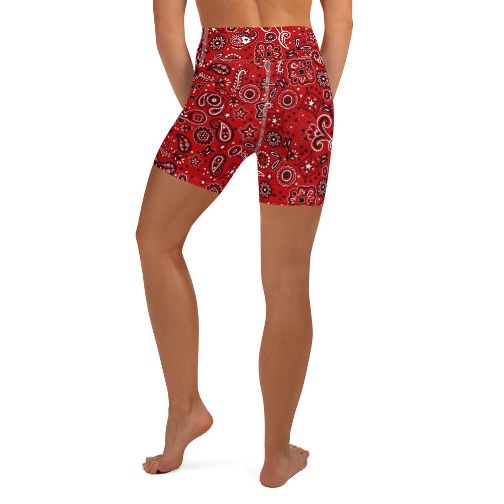 Red Bandanna Yoga Shorts