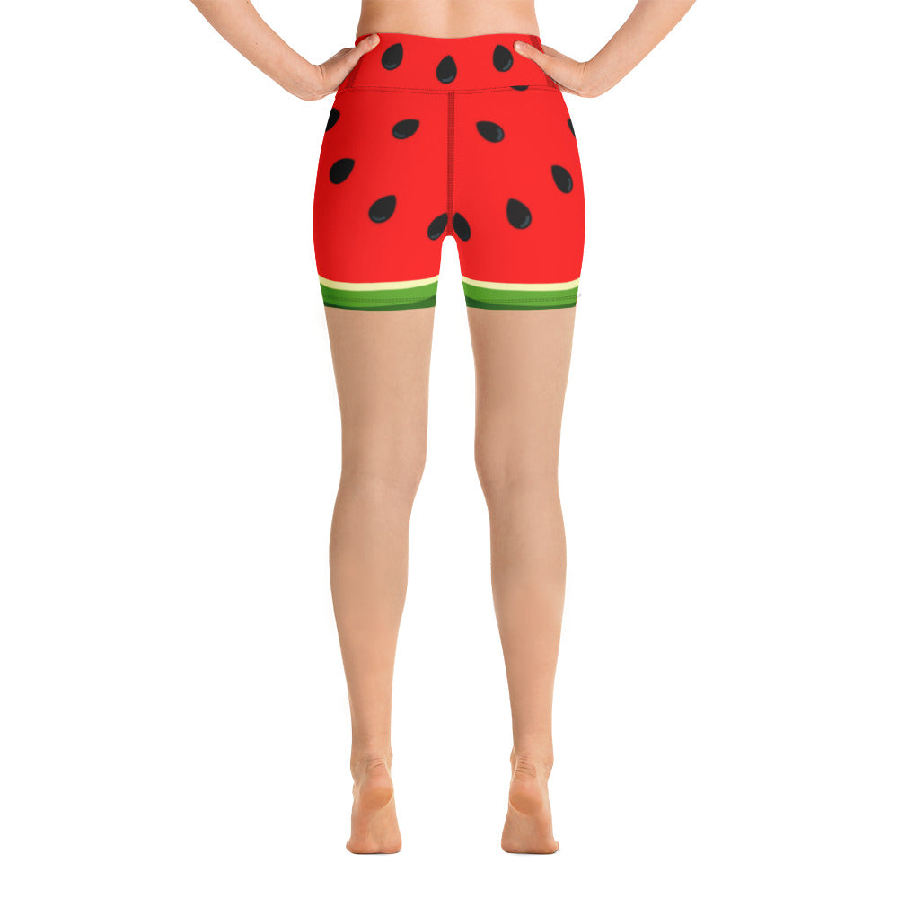 Watermelon Print Yoga Shorts