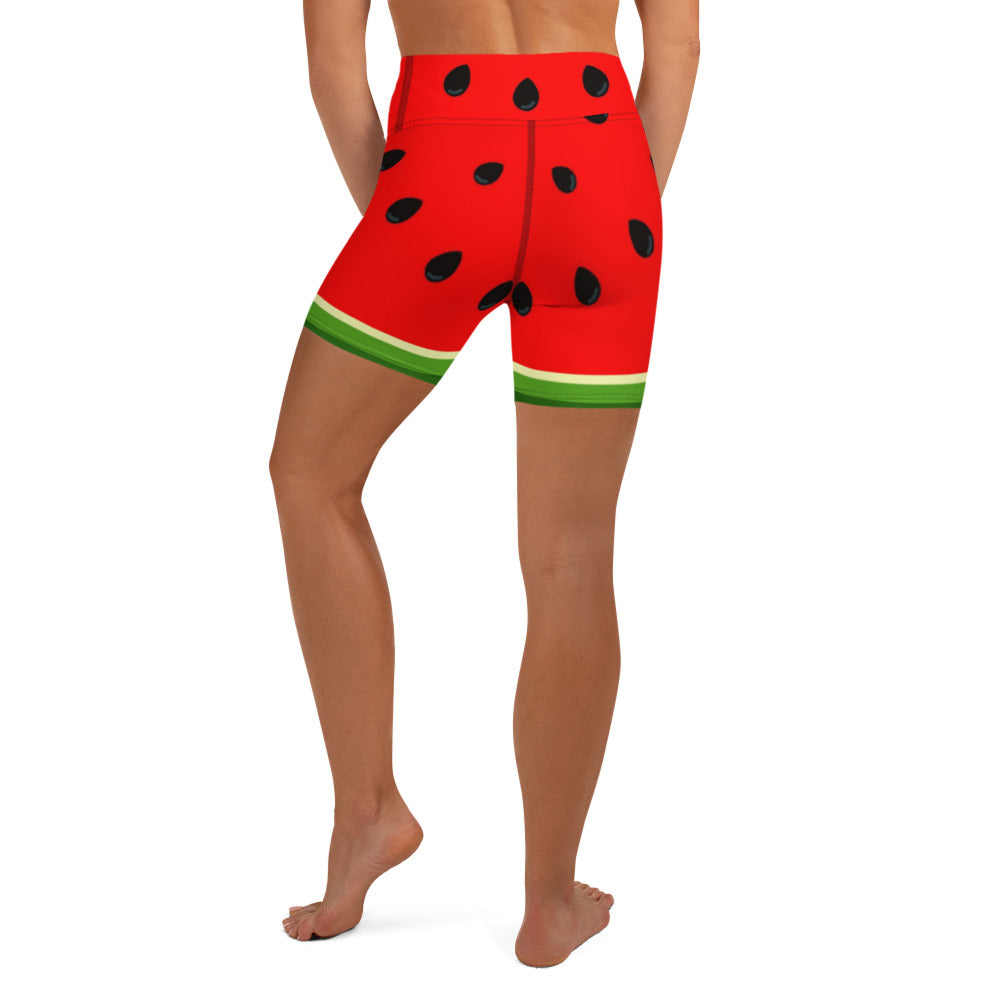 Watermelon Print Yoga Shorts