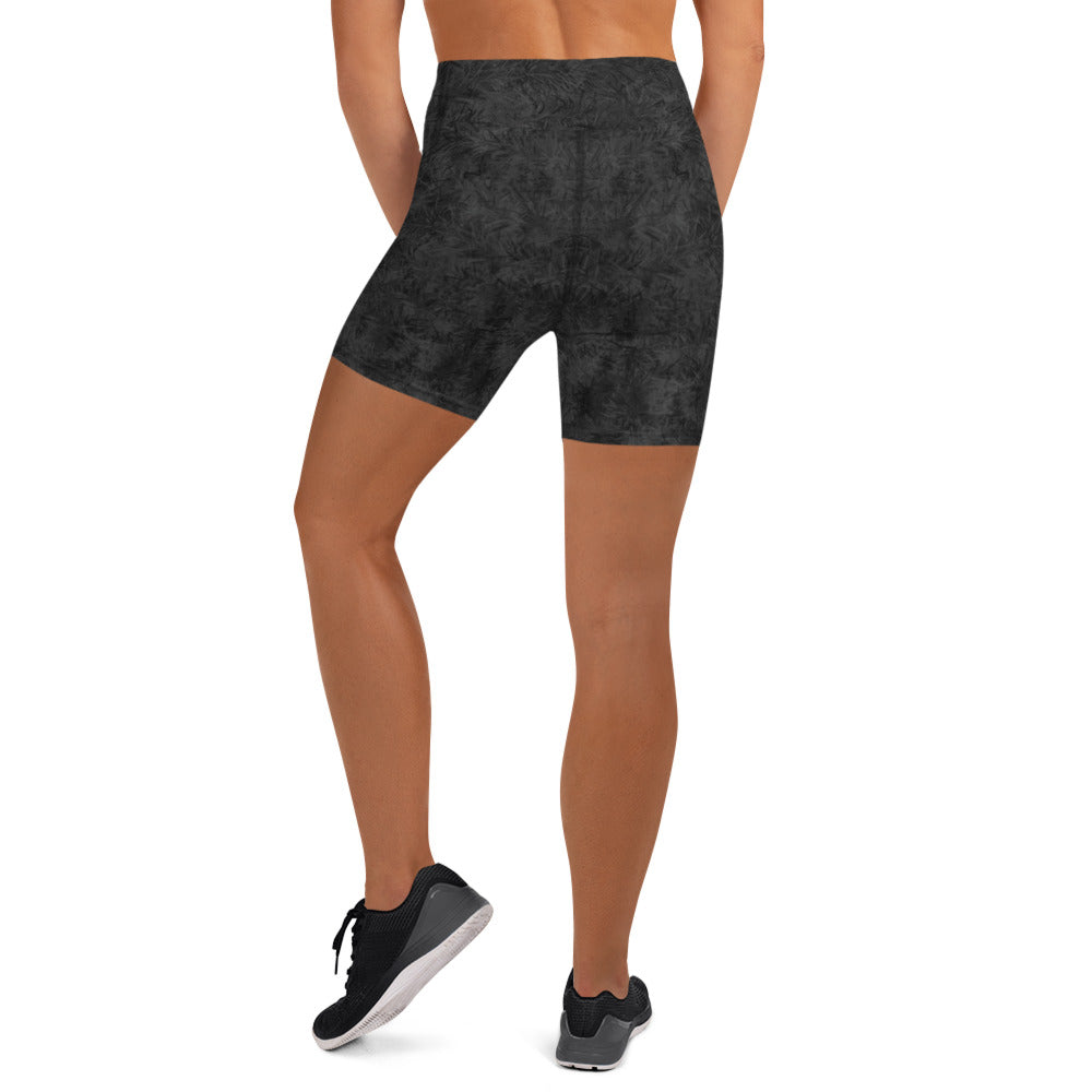 Black Cat Fur Print Yoga Shorts