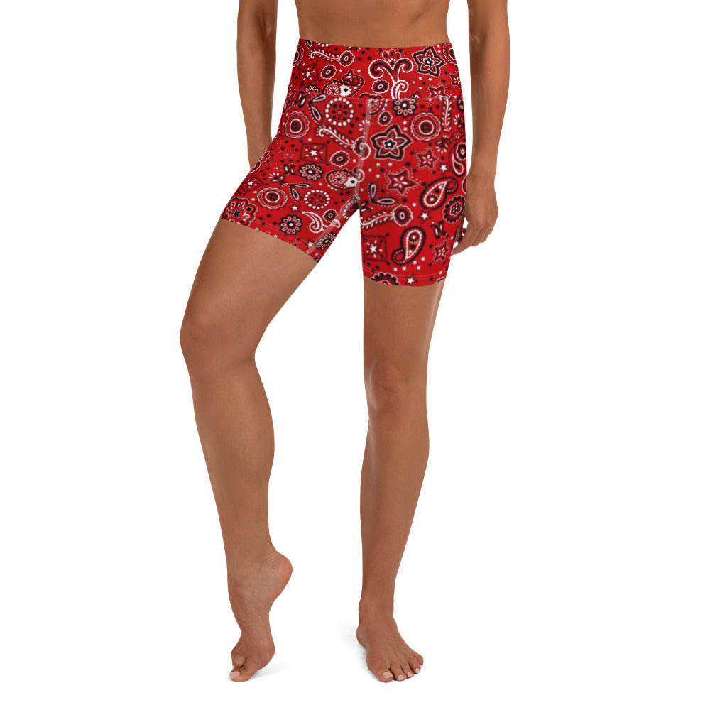 Red Bandanna Yoga Shorts