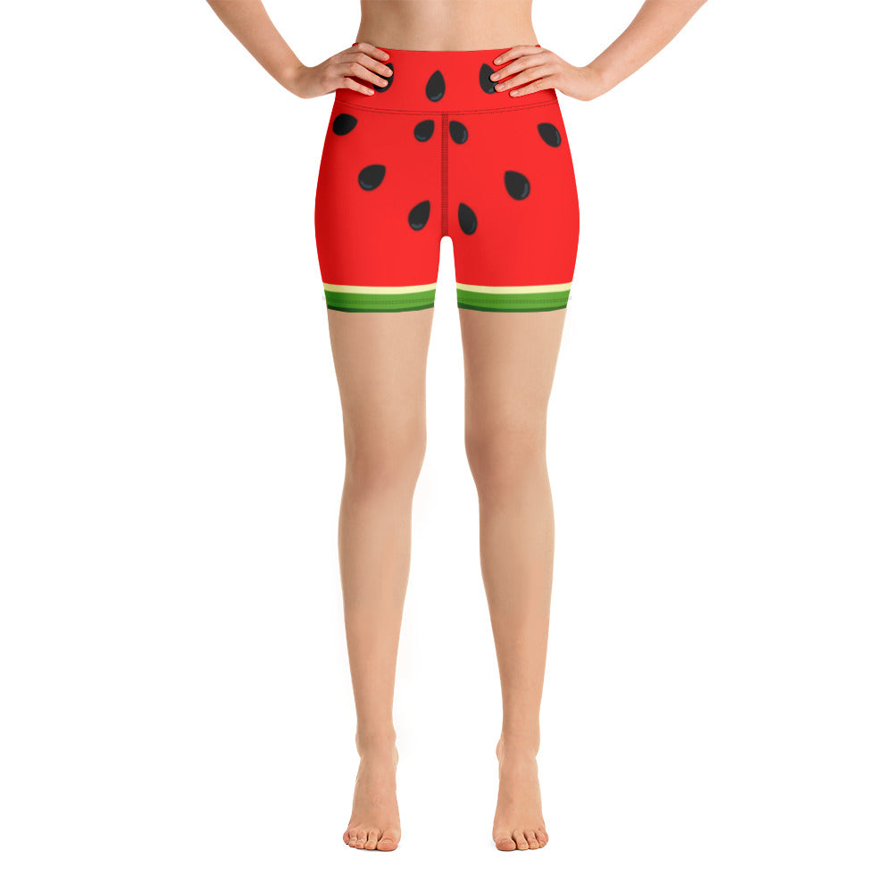 Watermelon Print Yoga Shorts