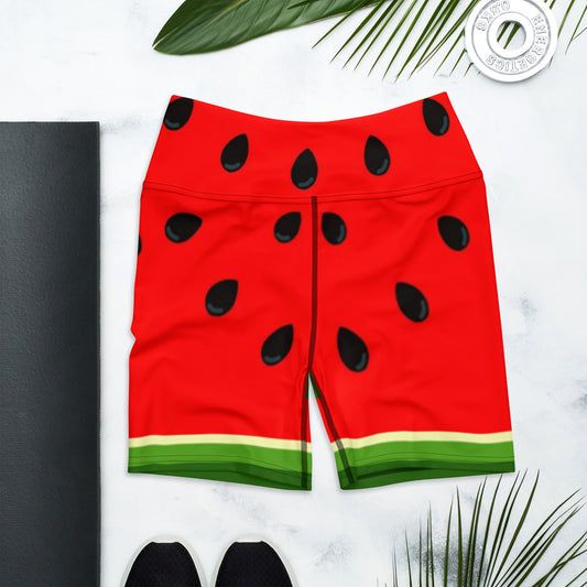 Watermelon Print Yoga Shorts