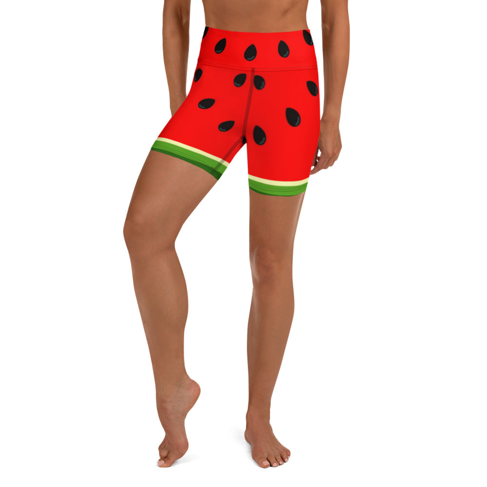 Watermelon Print Yoga Shorts