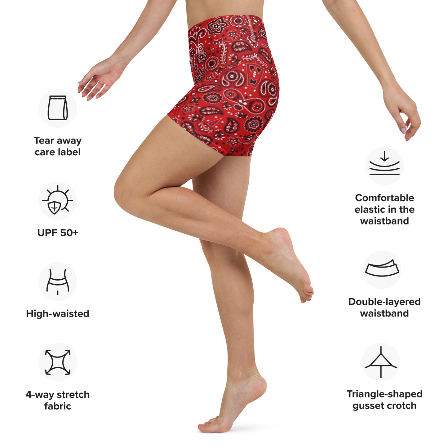 Red Bandanna Yoga Shorts