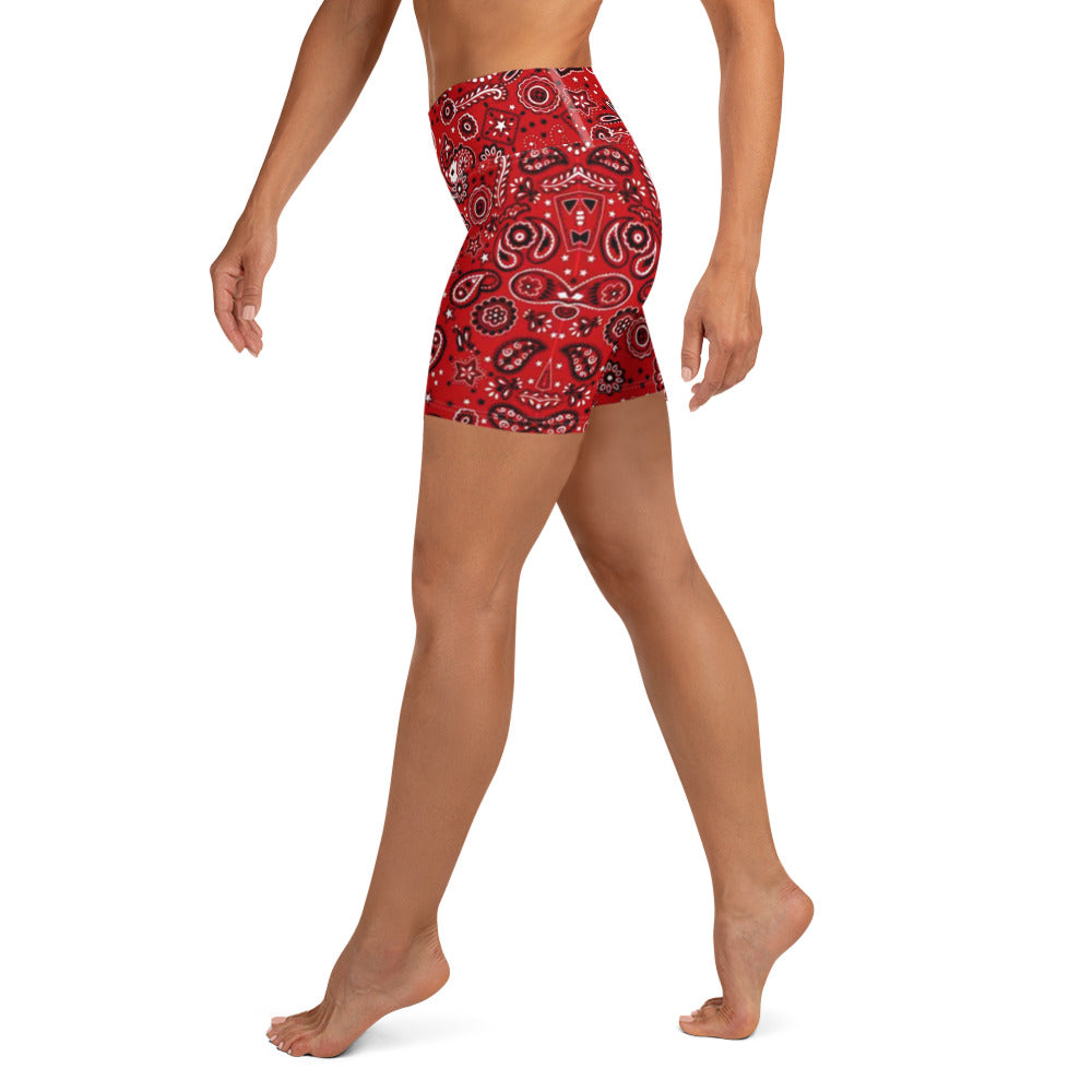 Red Bandanna Yoga Shorts