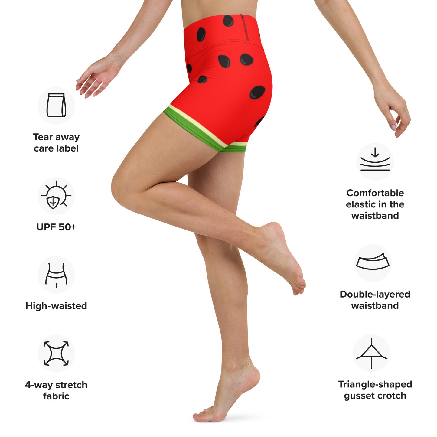 Watermelon Print Yoga Shorts