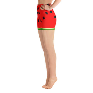 Watermelon Print Yoga Shorts