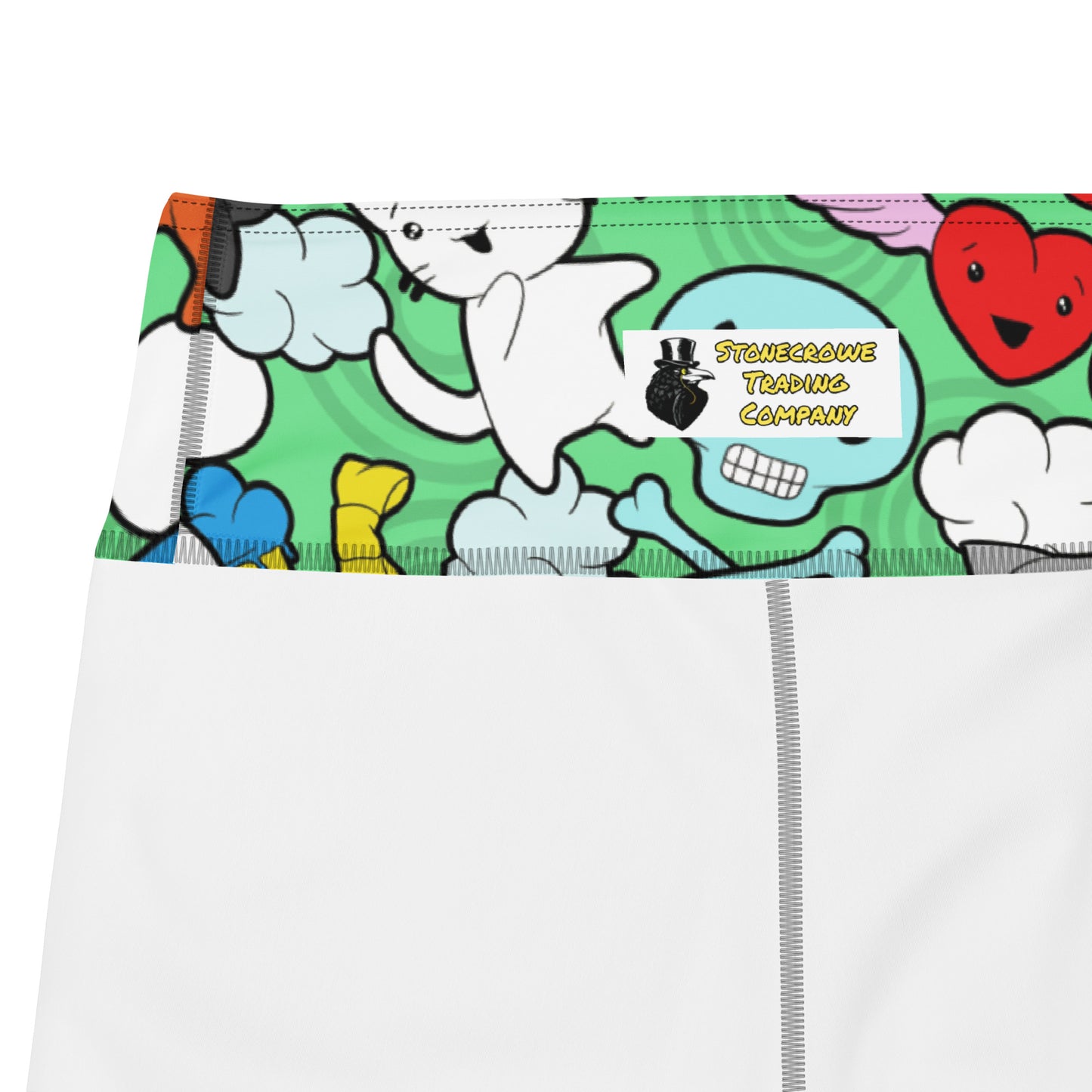 Kawaii Kitties and Skulls Yoga Shorts