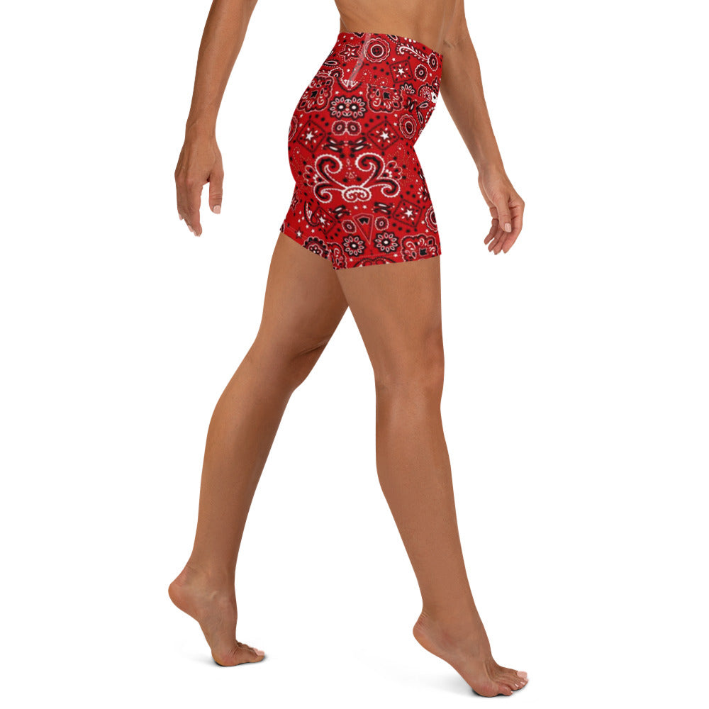 Red Bandanna Yoga Shorts