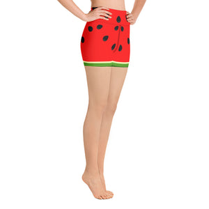 Watermelon Print Yoga Shorts