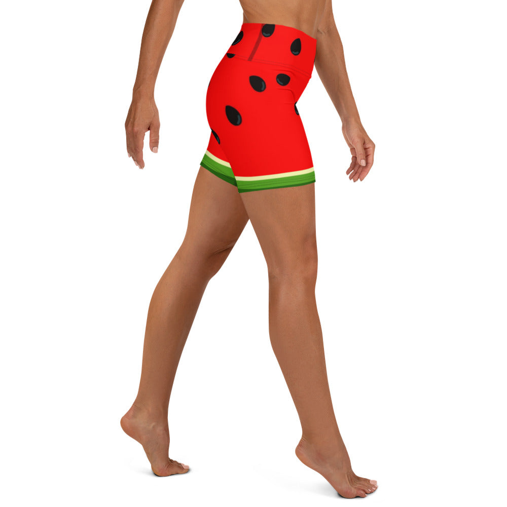 Watermelon Print Yoga Shorts