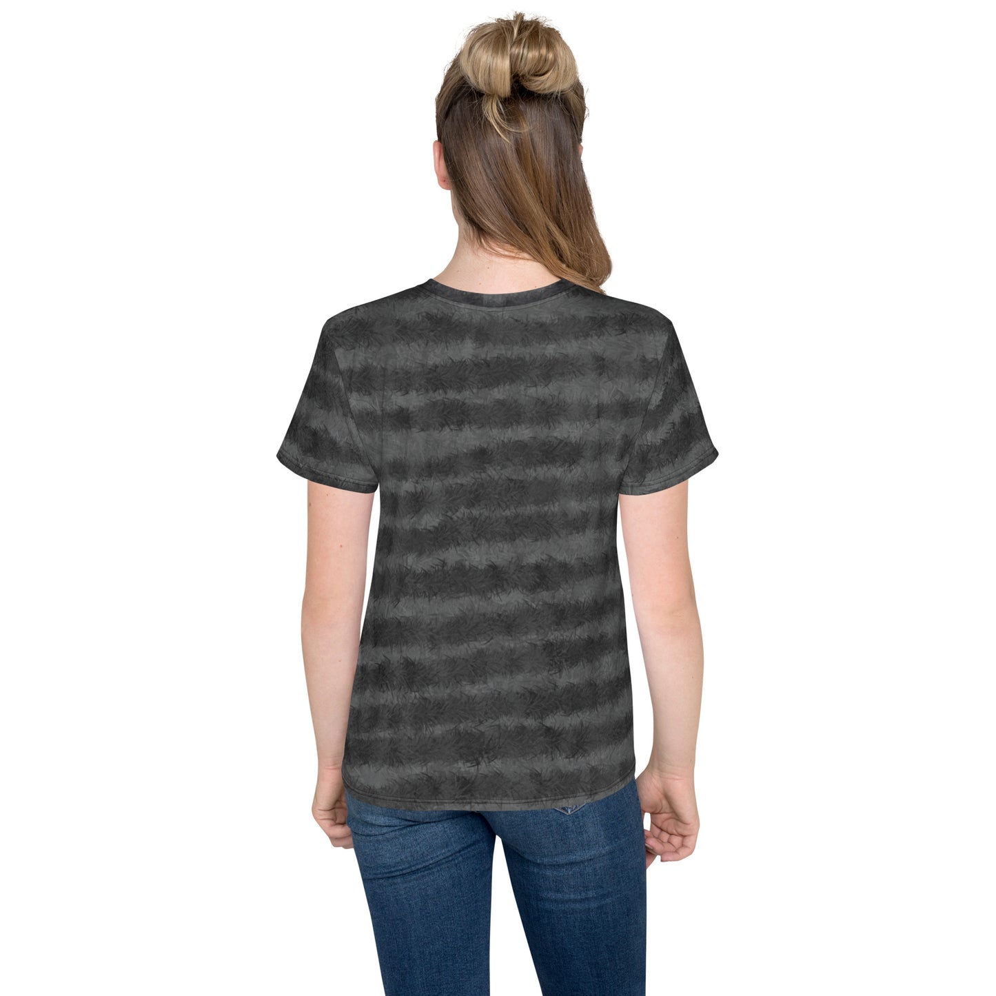 Grey Tabby Cat Fur Print Youth T-shirt