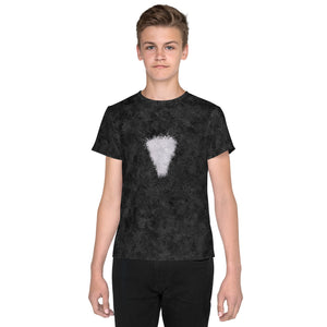 Black Cat with White Bib Fur Print Youth T-shirt