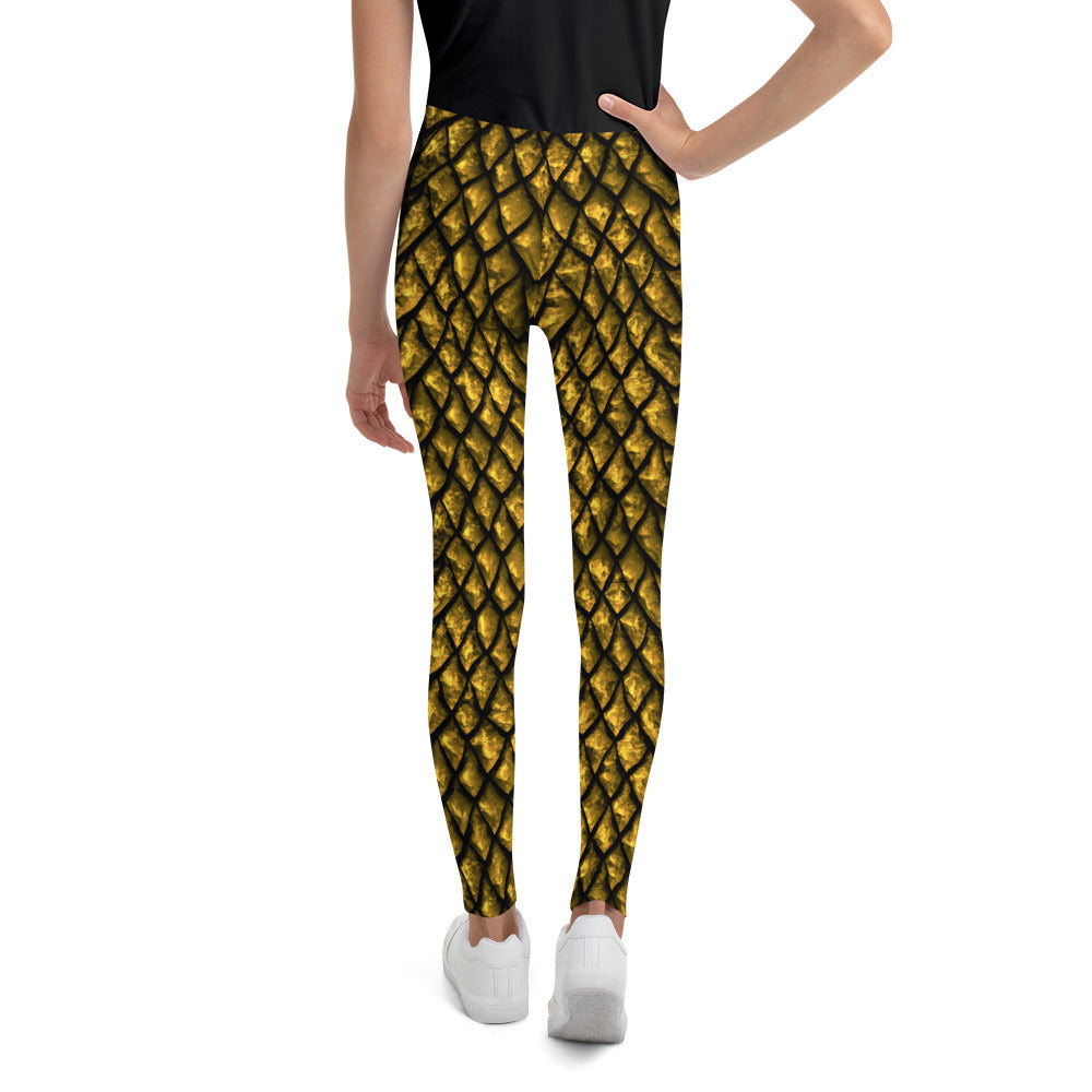 Gold Dragon Scale Youth Leggings