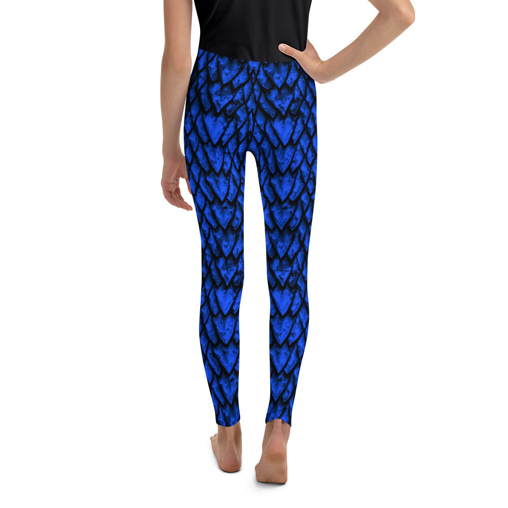 Sapphire Dragon Scale Youth Leggings