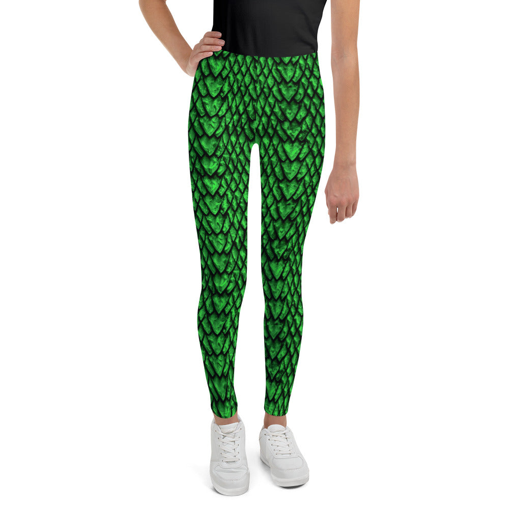 Emerald Dragon Scale Youth Leggings