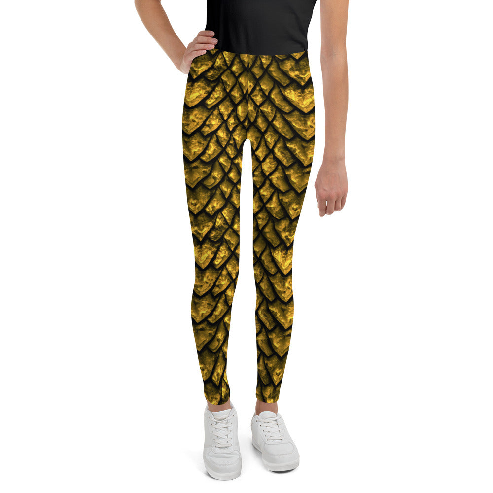 Gold Dragon Scale Youth Leggings