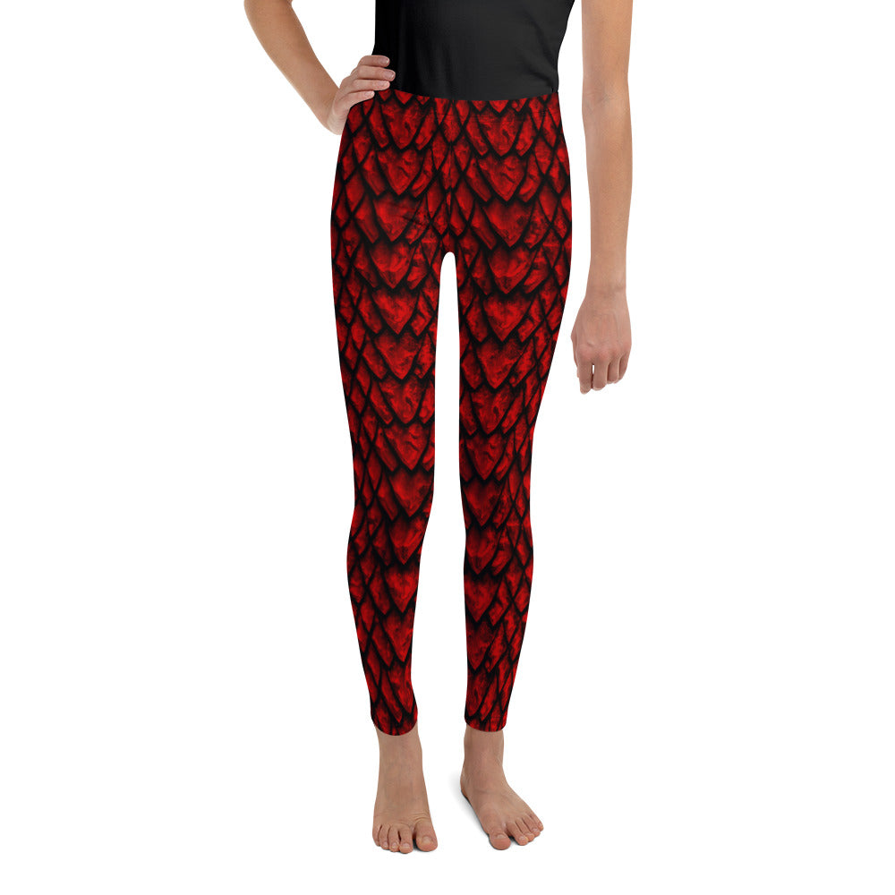 Ruby Dragon Scale Youth Leggings