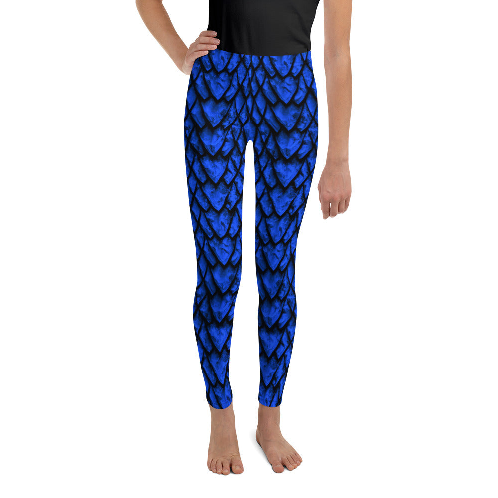 Sapphire Dragon Scale Youth Leggings