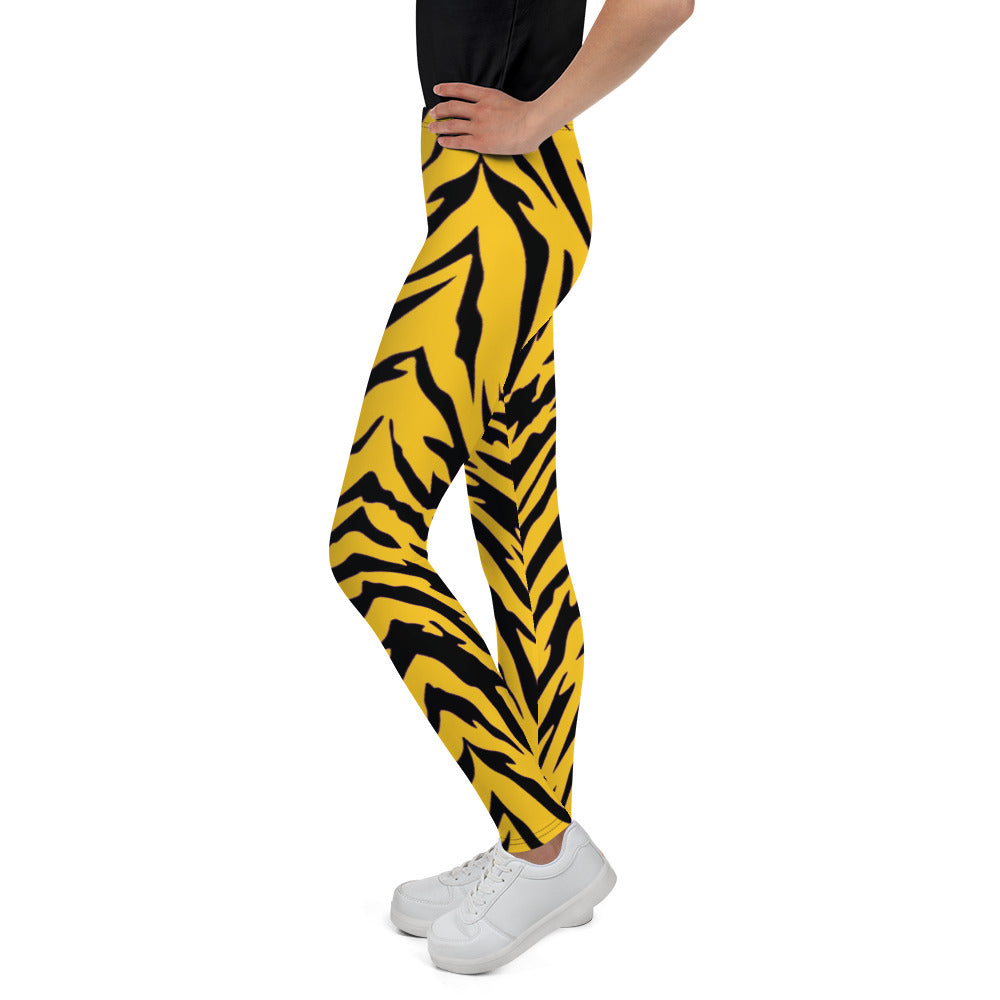 Black and Gold Tiger Stripes Youth Leggings