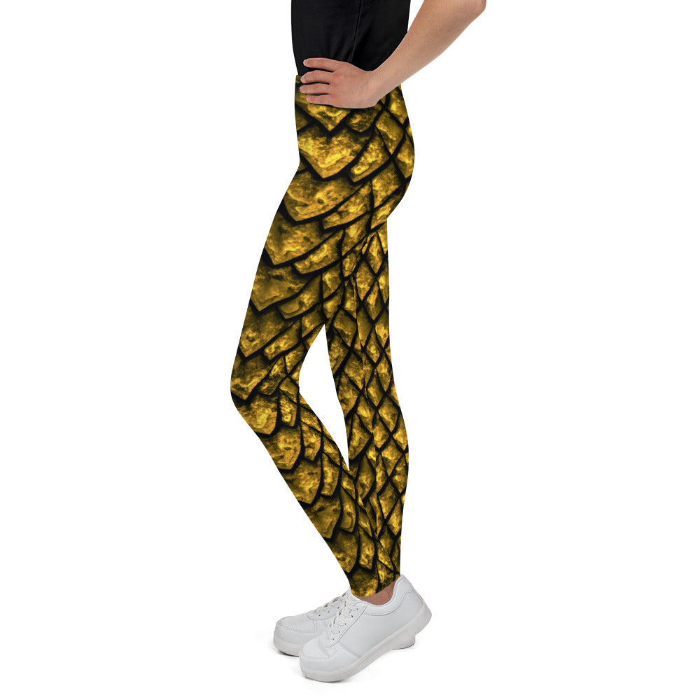 Gold Dragon Scale Youth Leggings