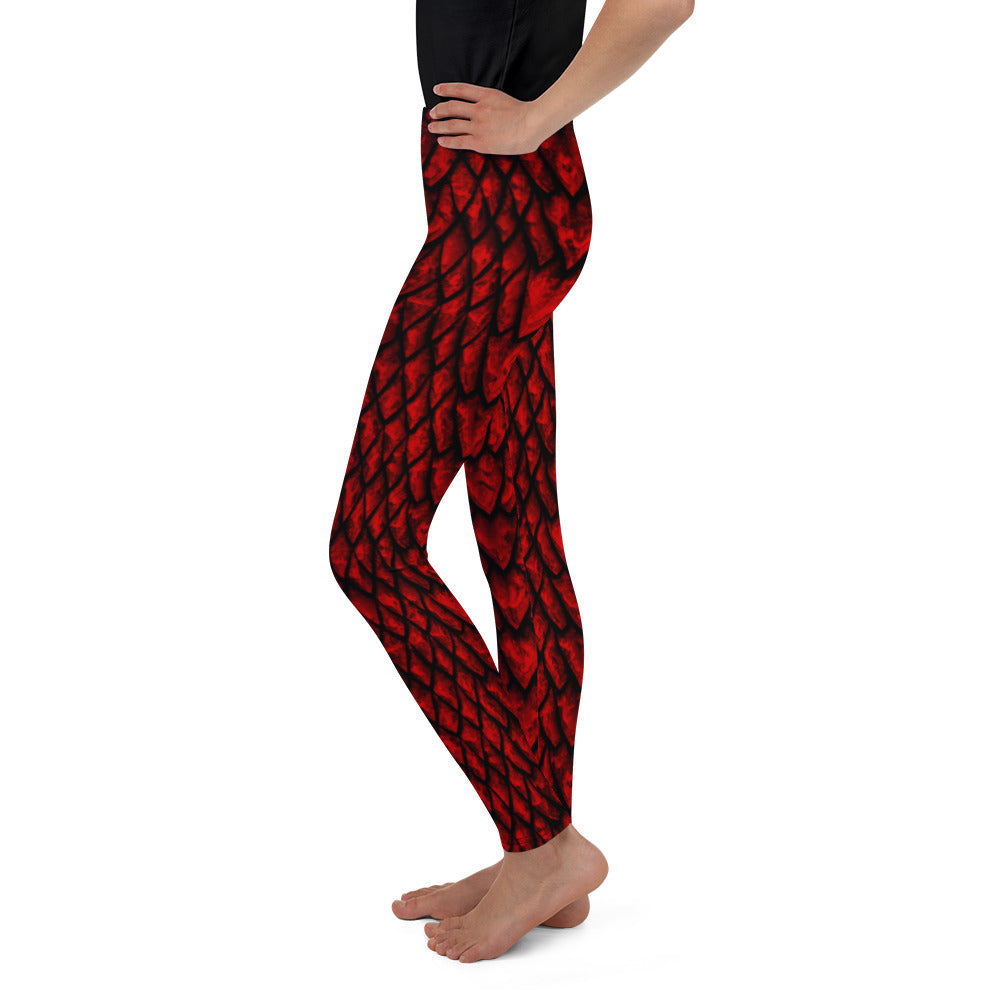 Ruby Dragon Scale Youth Leggings