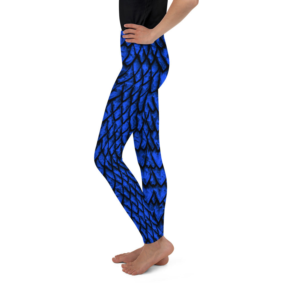 Sapphire Dragon Scale Youth Leggings