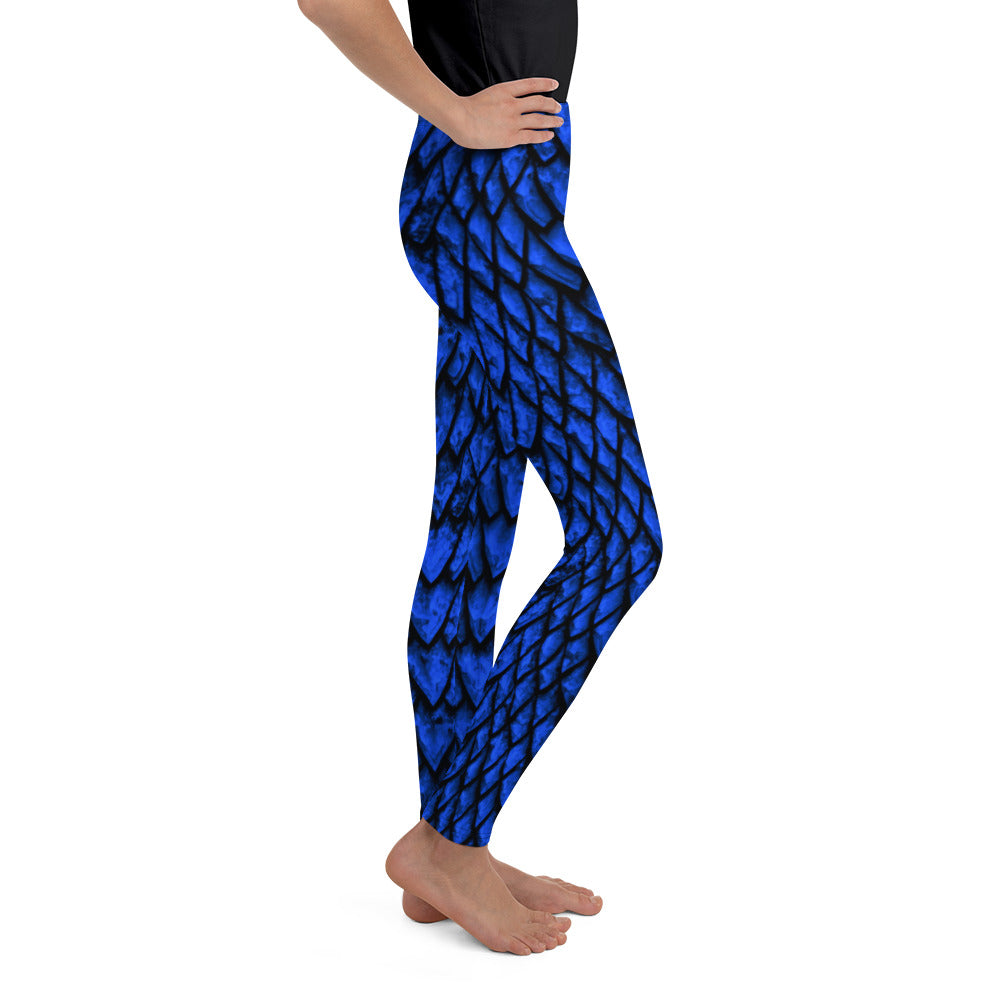 Sapphire Dragon Scale Youth Leggings