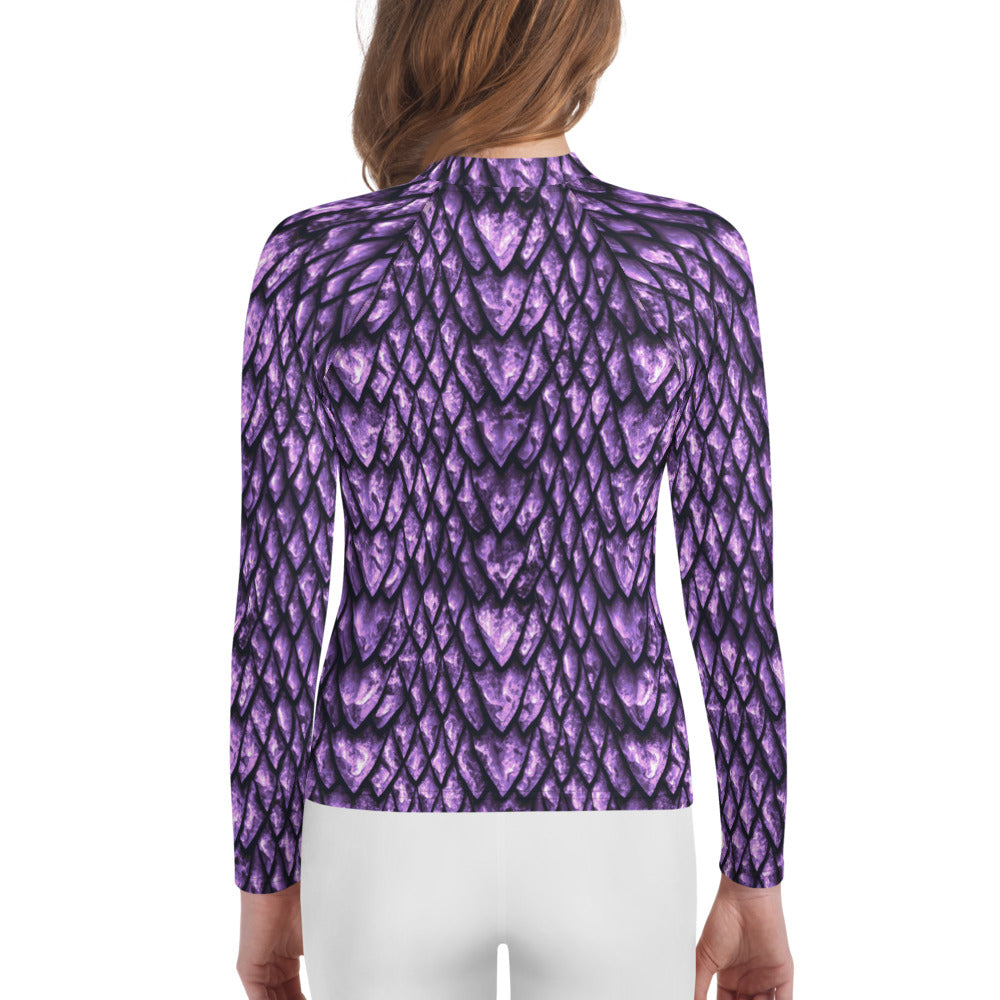 Amethyst Dragon Scale Youth Rash Guard